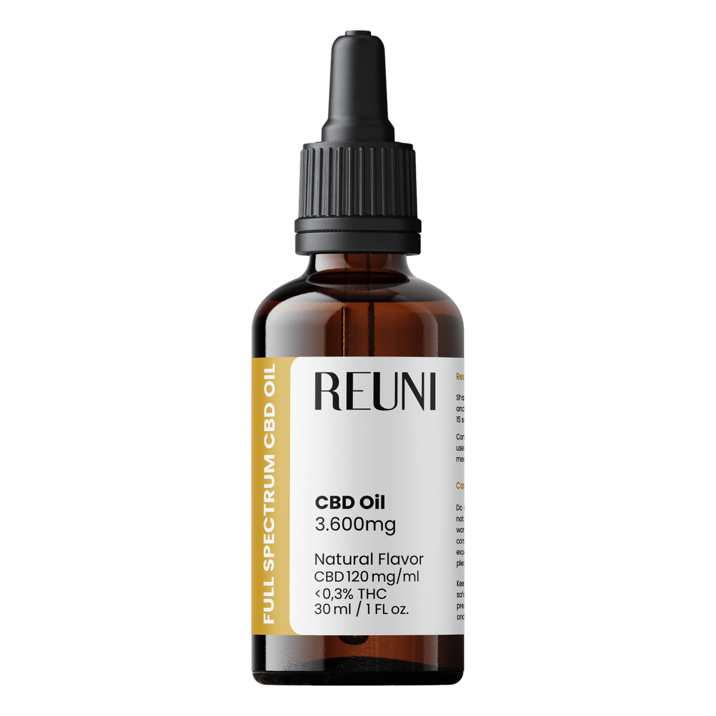 REUNI CBD OIL 3600mg - Full Spectrum - 0,3% THC