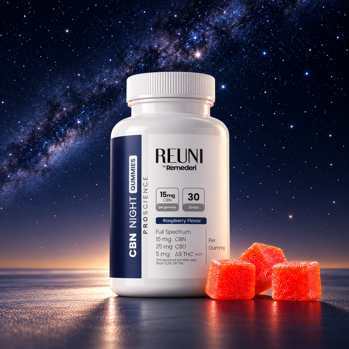 REUNI CBN Night GUMMY  1350mg - ∆9 THC 1:5 CBD - Full Spectrum